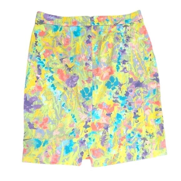 J. Crew Skirt Women's Size 4 The Yellow Pencil Multicolor Zip Closure - Picture 2 of 5